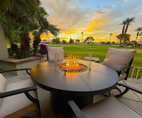 Patio, Golfcourse, View (from property/room), Seating area, Sunset