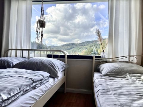 Bed, Natural landscape, Bedroom, Mountain view