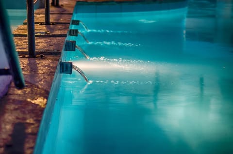 Night, Summer, On site, Swimming pool