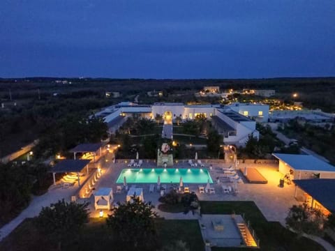 Property building, Night, Bird's eye view, Pool view, Swimming pool
