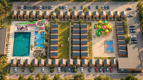 Day, Bird's eye view, Children play ground, Pool view, Swimming pool, Parking, sunbed