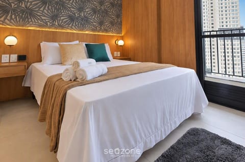 Bed, Bedroom, City view
