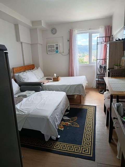 Bed, Photo of the whole room, Bedroom, towels, air conditioner