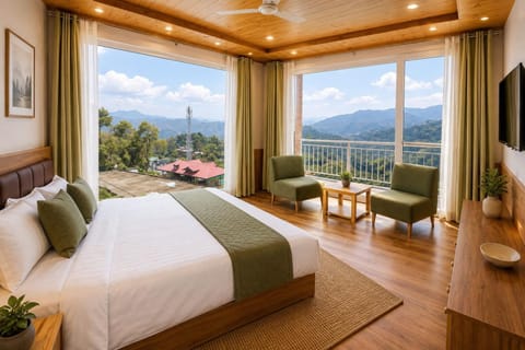 TV and multimedia, Balcony/Terrace, Photo of the whole room, Bedroom, Mountain view