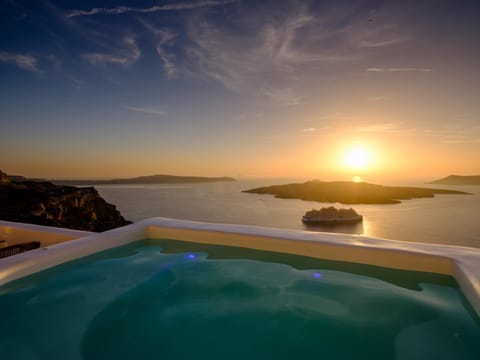 Natural landscape, Summer, Hot Tub, View (from property/room), Balcony/Terrace, Sea view, Sunset