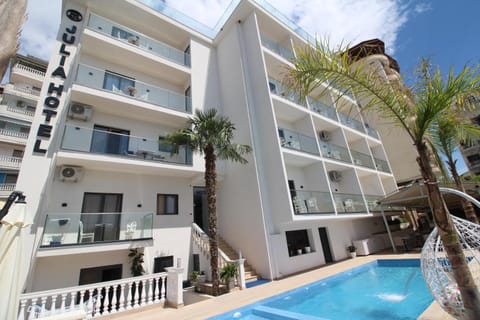 Property building, Patio, Day, View (from property/room), Balcony/Terrace, Pool view, Swimming pool, sunbed