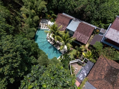 Property building, Day, Natural landscape, Bird's eye view, Garden view, Pool view, Swimming pool