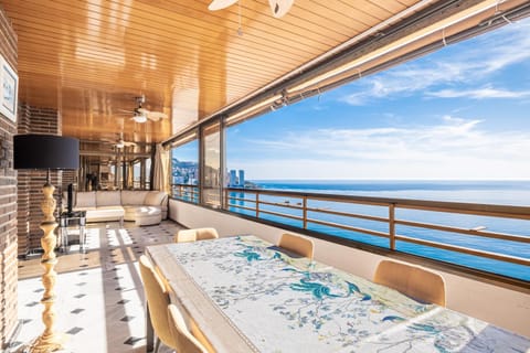 Balcony/Terrace, Living room, Dining area, Sea view, fireplace