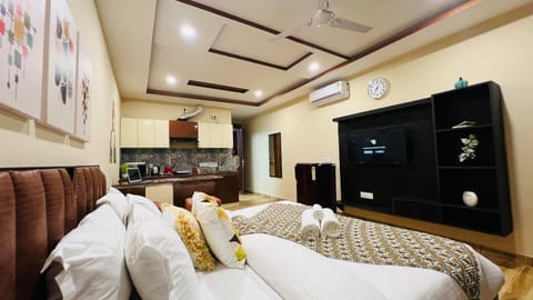 Bed, TV and multimedia, Kitchen or kitchenette, Photo of the whole room, Bedroom