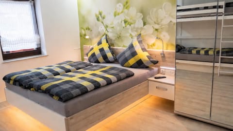 Bed, Photo of the whole room, bunk bed, wardrobe