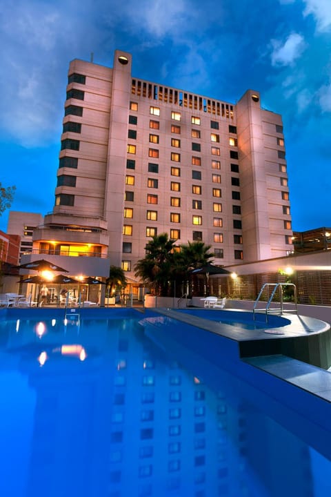 Property building, Night, Pool view, Swimming pool