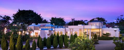 Facade/entrance, Night, Bird's eye view, Sunset