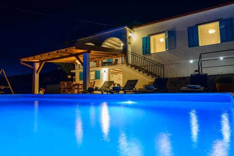 Property building, Night, Swimming pool