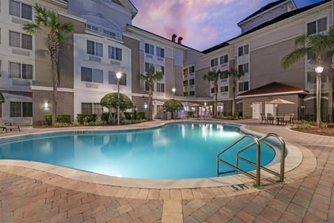 Property building, Pool view, Swimming pool, sunbed
