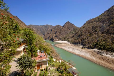 Property building, Natural landscape, Bird's eye view, Mountain view, River view