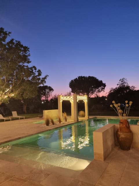 Natural landscape, Pool view, Swimming pool, Sunset, sunbed