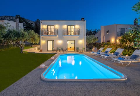 Property building, Night, Swimming pool