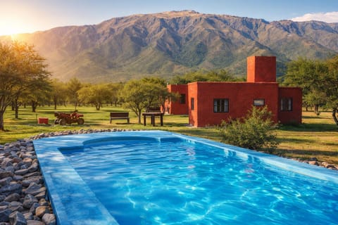 Property building, Nearby landmark, Spring, Day, Natural landscape, Garden, Garden view, Mountain view, Pool view, Swimming pool, sunbed