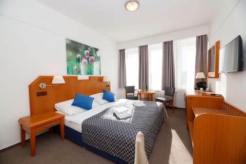 Bed, TV and multimedia, Coffee/tea facilities, Bedroom, City view, towels