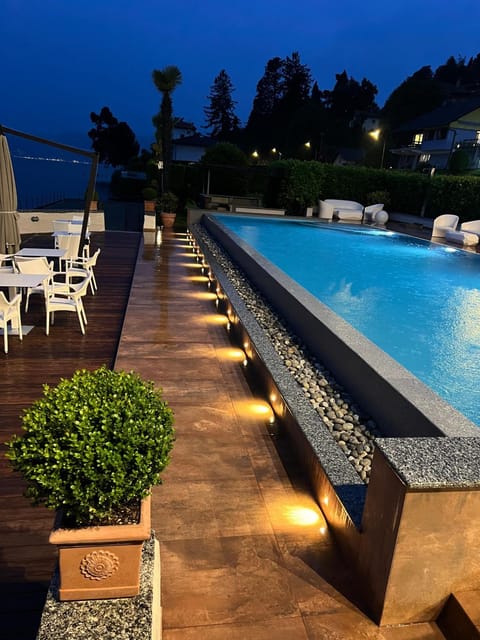 Night, Pool view, Swimming pool