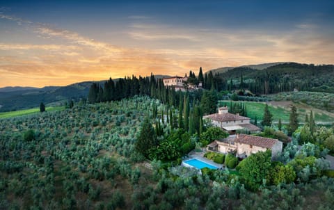 Natural landscape, Bird's eye view, Pool view, Sunset