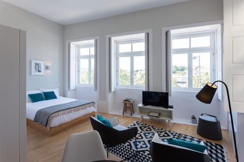 Bed, Living room, Bedroom, River view
