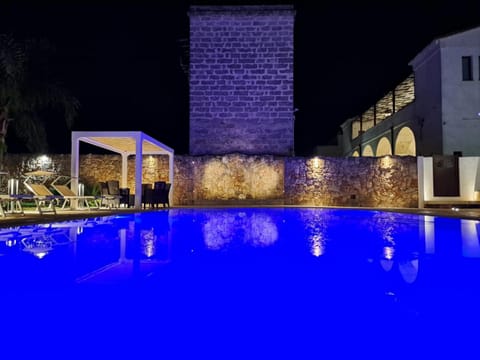 Property building, Night, Pool view, Swimming pool