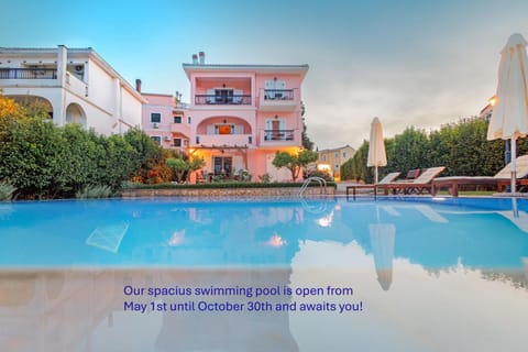 Property building, Pool view, Swimming pool, sunbed