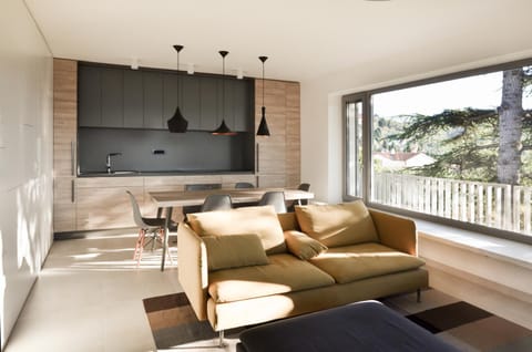 Coffee/tea facilities, Kitchen or kitchenette, Living room, Seating area