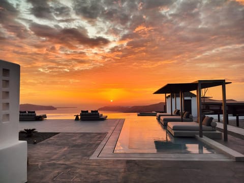 Patio, Natural landscape, Pool view, Sea view, Swimming pool, Sunset