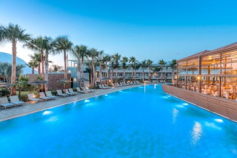 Swimming pool, sunbed