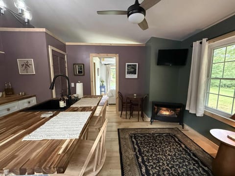 Living room, Dining area, fireplace