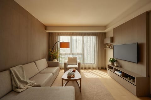 TV and multimedia, View (from property/room), Living room, Seating area, City view