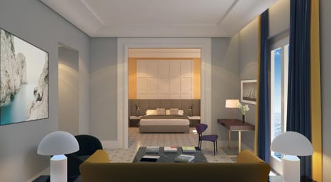 Bed, Living room, Seating area, Bedroom