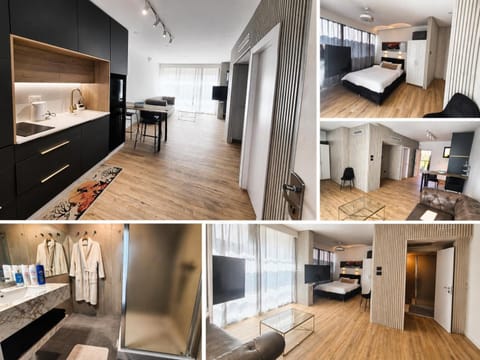 Shower, Bed, TV and multimedia, Kitchen or kitchenette, Bedroom, Garden view, Pool view, Sea view, minibar, towels, kitchen