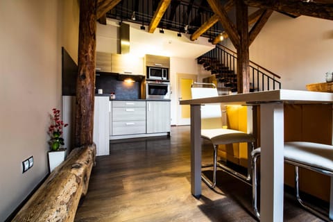 Kitchen or kitchenette, Living room, Seating area