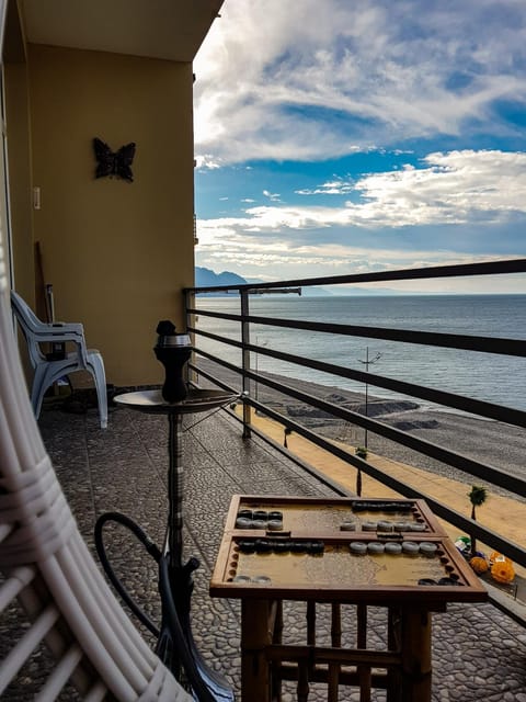 Patio, Day, Natural landscape, View (from property/room), Balcony/Terrace, Living room, Seating area, Dining area, Sea view
