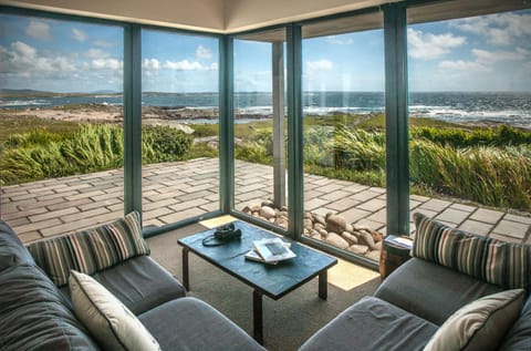 Natural landscape, View (from property/room), Living room, Seating area, Sea view