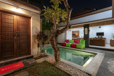 Night, Pool view, Swimming pool
