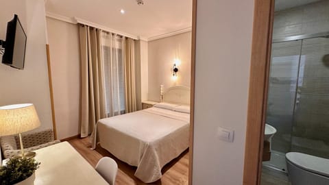 Shower, Bed, Bathroom, Bedroom