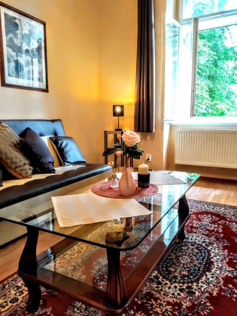 Living room, Seating area, Garden view