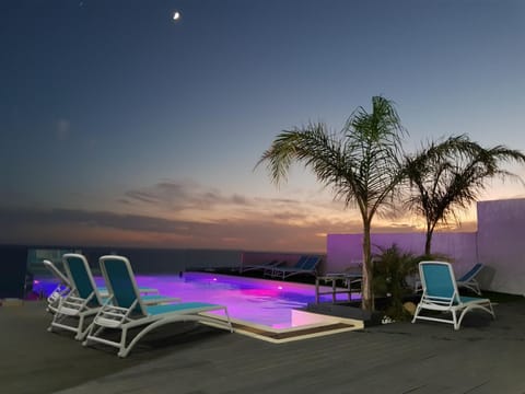 Natural landscape, Pool view, Sea view, Swimming pool, Sunset, sunbed