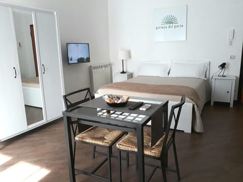 Bed, wardrobe
