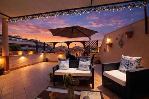 Property building, Patio, Day, Night, Natural landscape, Summer, View (from property/room), Balcony/Terrace, Living room, Seating area, Dining area, City view, Seasons, Time of day, Sunset, flat iron, internet, sunbed