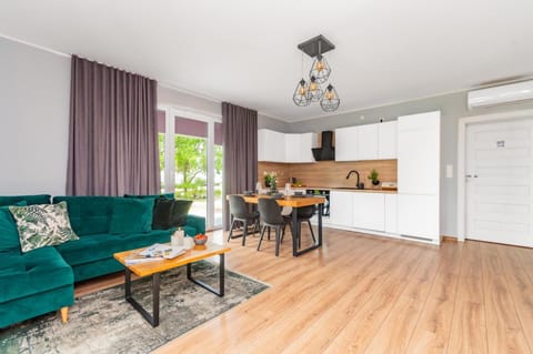 Kitchen or kitchenette, Living room, Seating area, Dining area