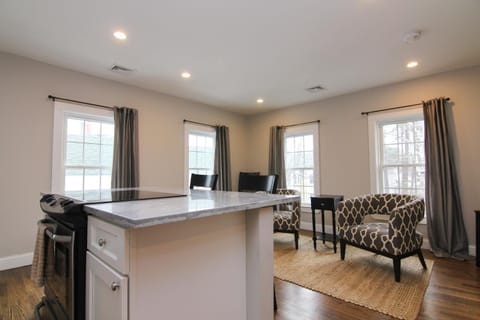 Kitchen or kitchenette, Seating area, Lake view, Street view