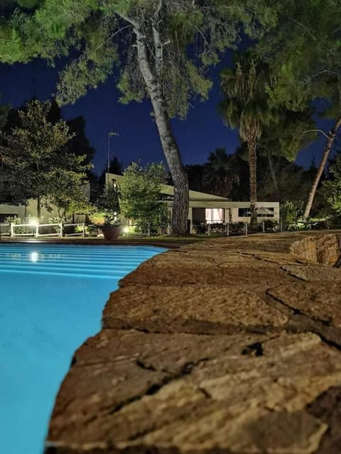 Property building, Night, Pool view, Swimming pool