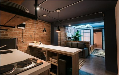 Kitchen or kitchenette, Living room, Dining area
