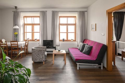 Bed, TV and multimedia, Living room, Seating area, cot