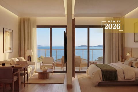 Bed, Living room, Photo of the whole room, Seating area, Bedroom, Sea view